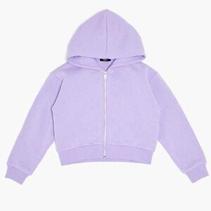 Forever 21 CROP Sweatshirt Hoodie Medium Purple Lavender Juniors Jacket Full-Zip